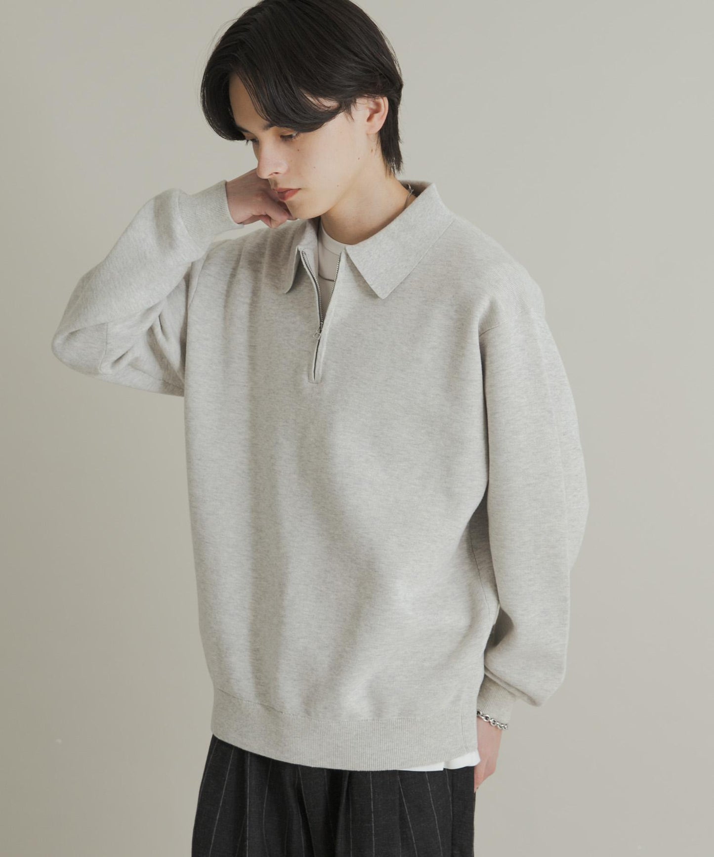 衛衣風半拉鍊針織衫