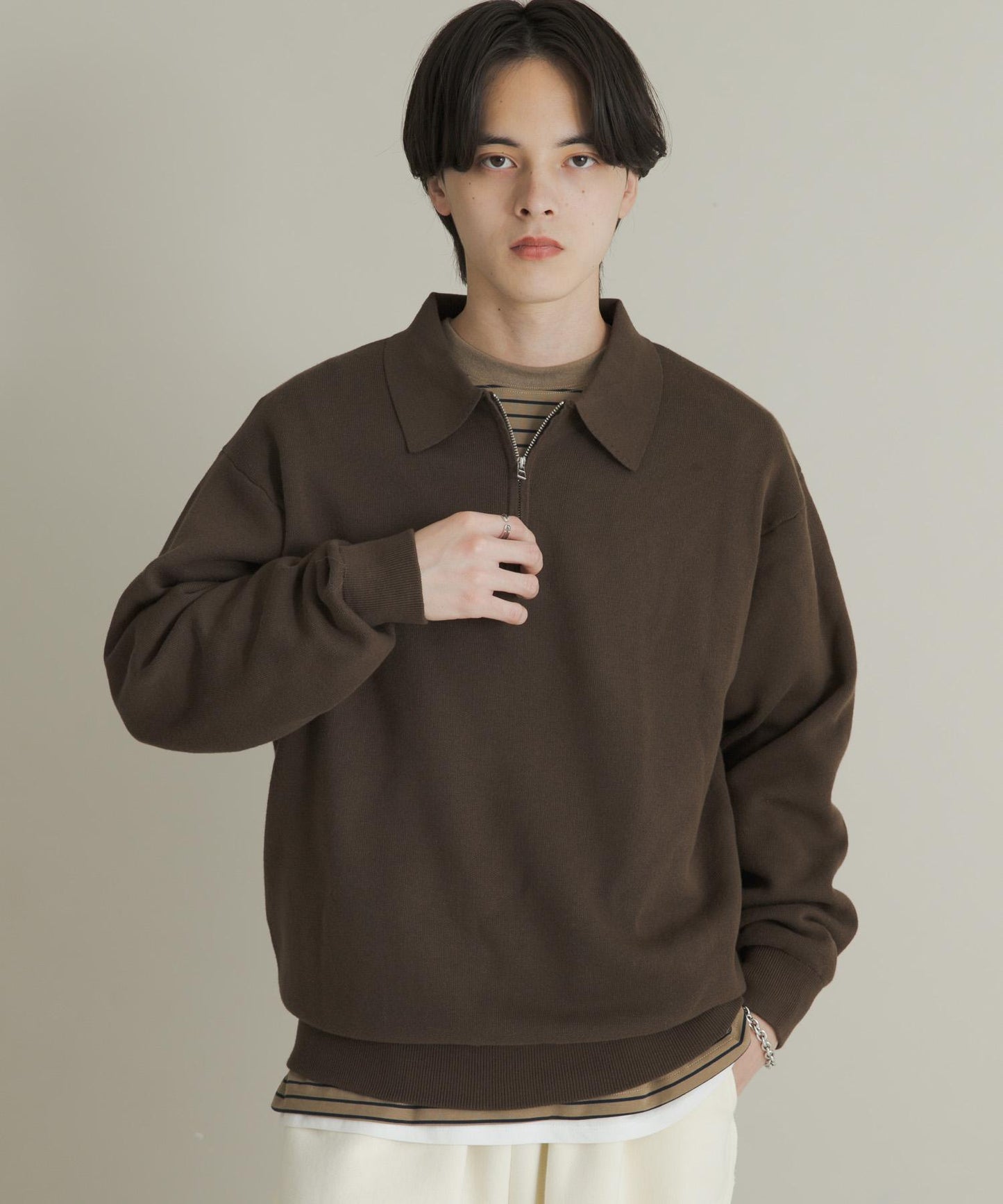 衛衣風半拉鍊針織衫