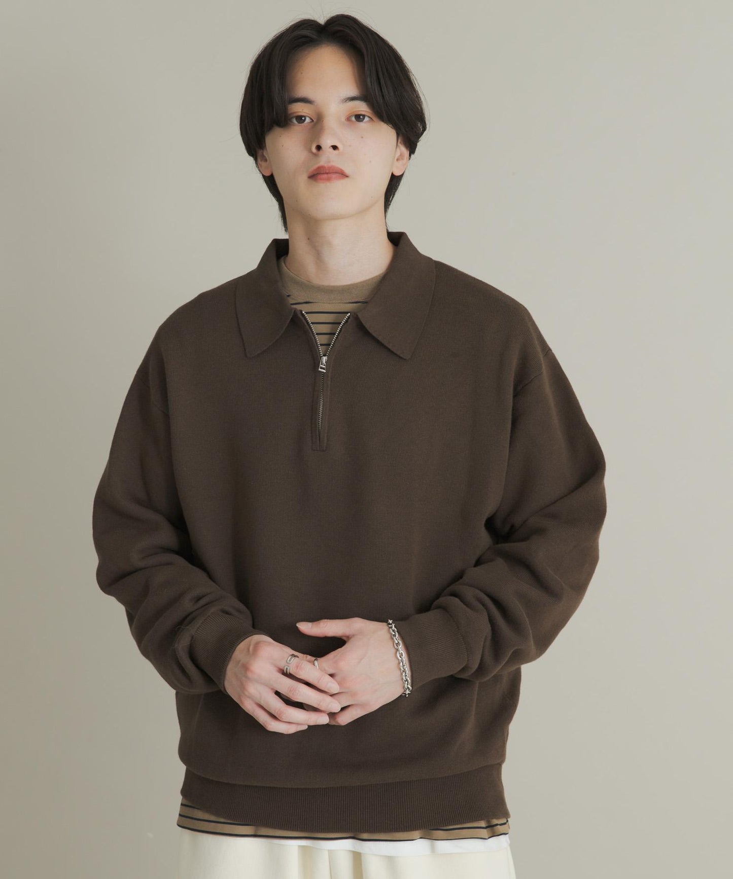 衛衣風半拉鍊針織衫