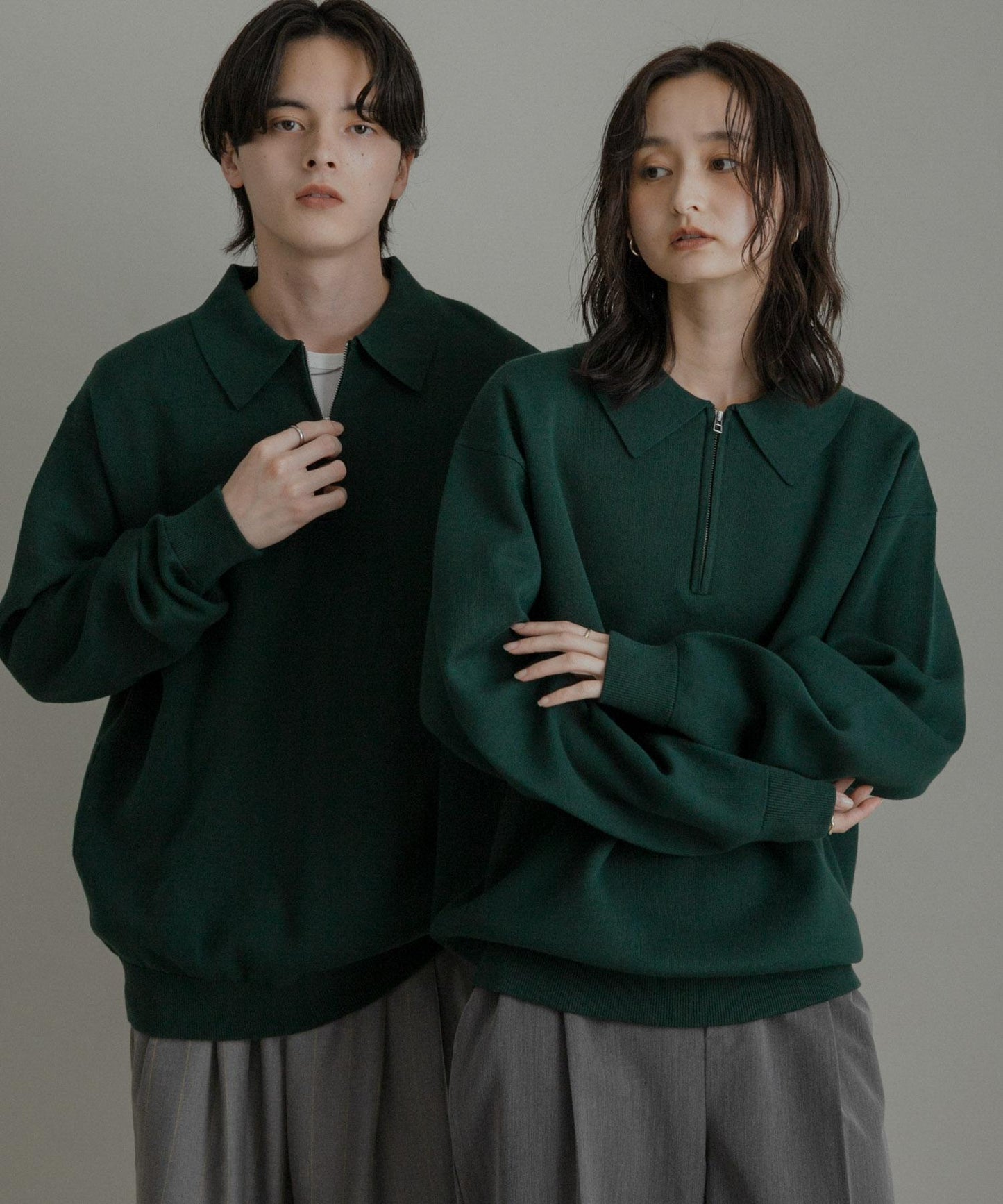 衛衣風半拉鍊針織衫