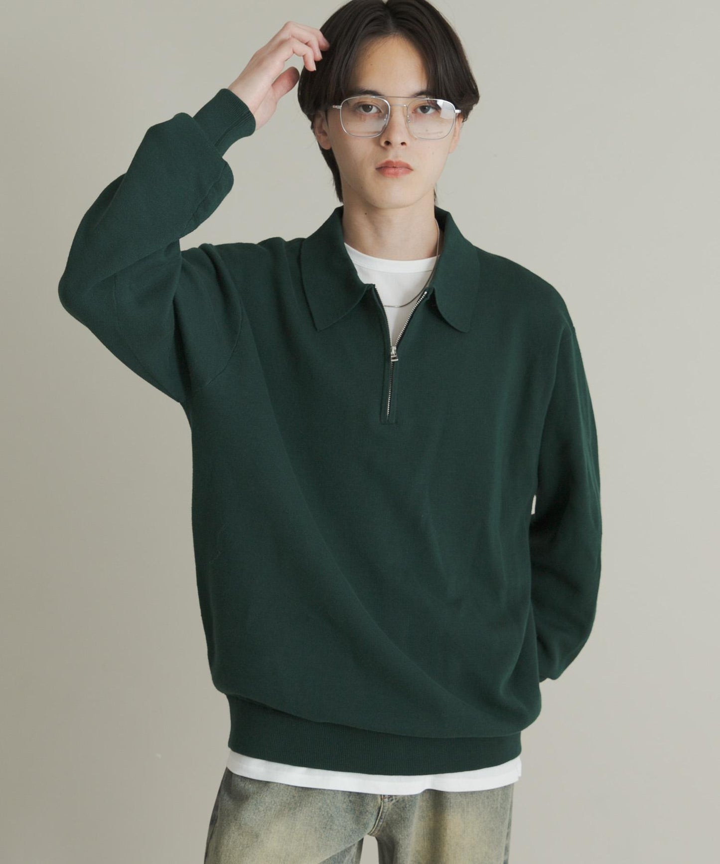 衛衣風半拉鍊針織衫