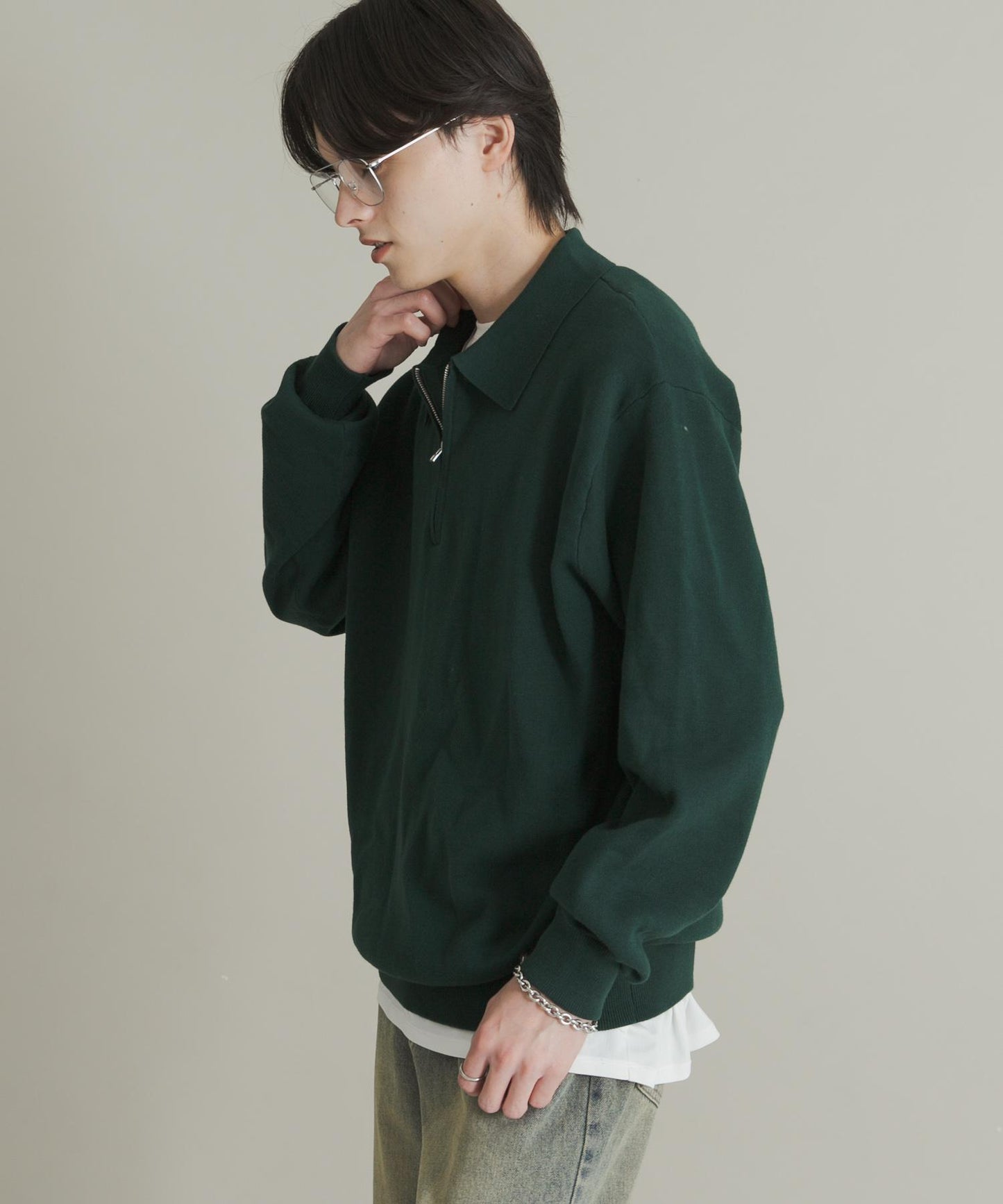 衛衣風半拉鍊針織衫