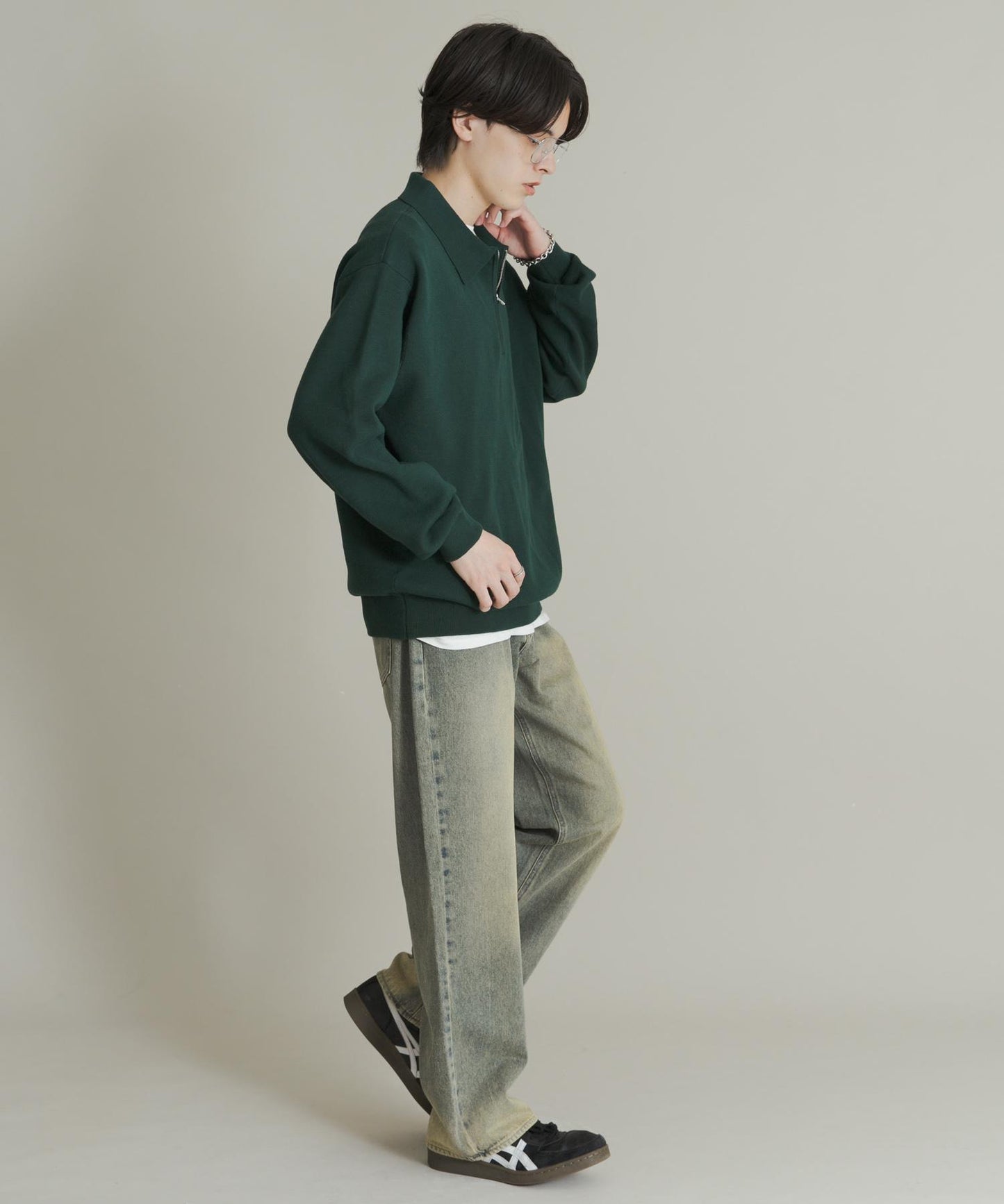 衛衣風半拉鍊針織衫