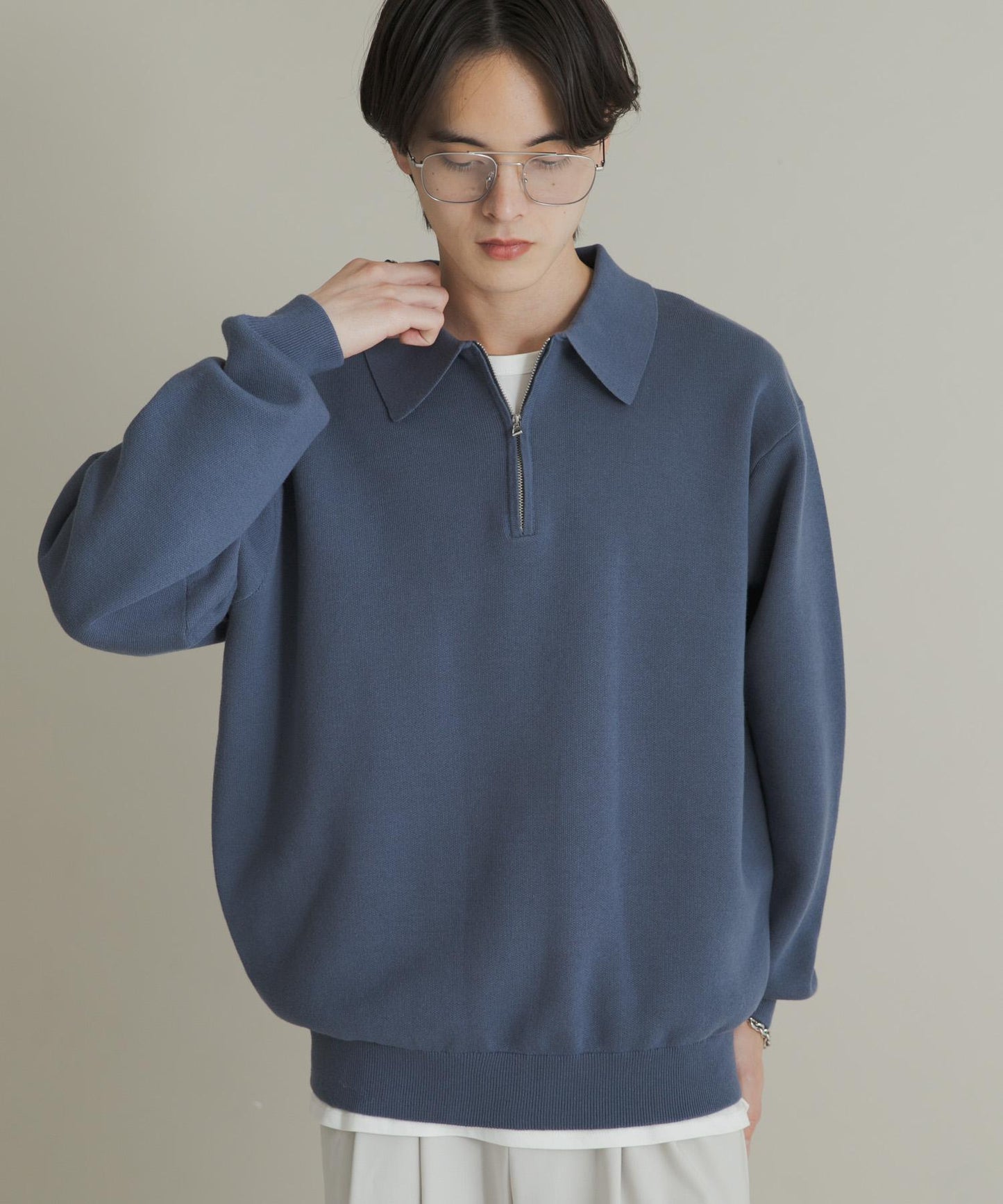 衛衣風半拉鍊針織衫