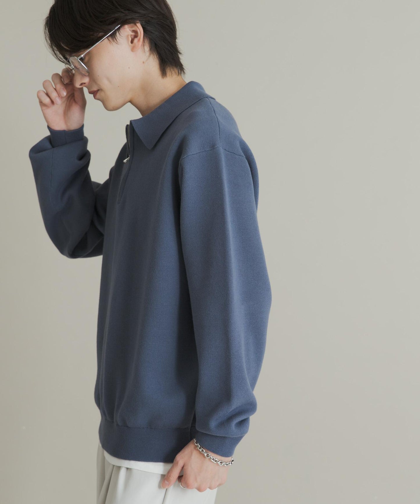 衛衣風半拉鍊針織衫