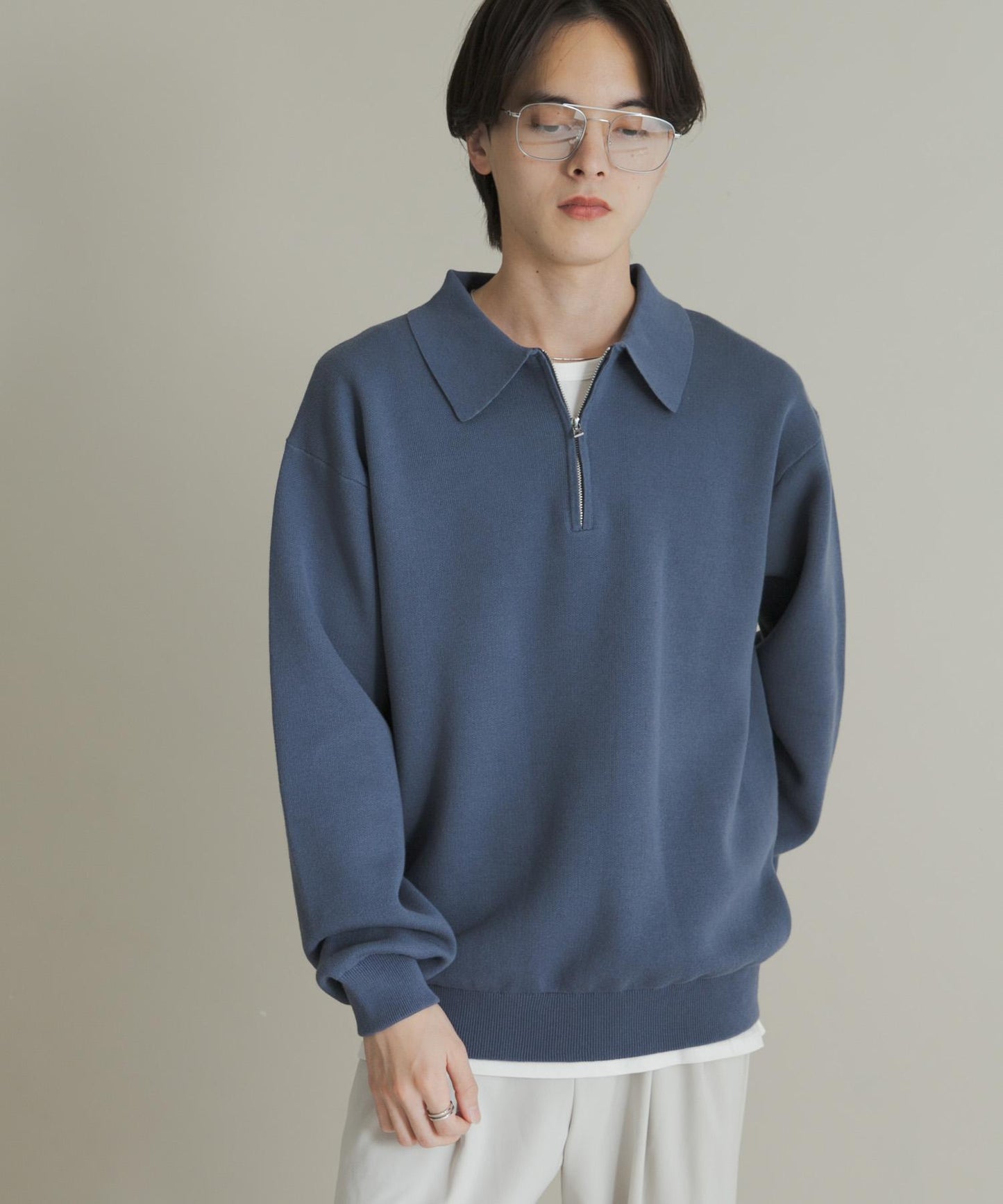 衛衣風半拉鍊針織衫