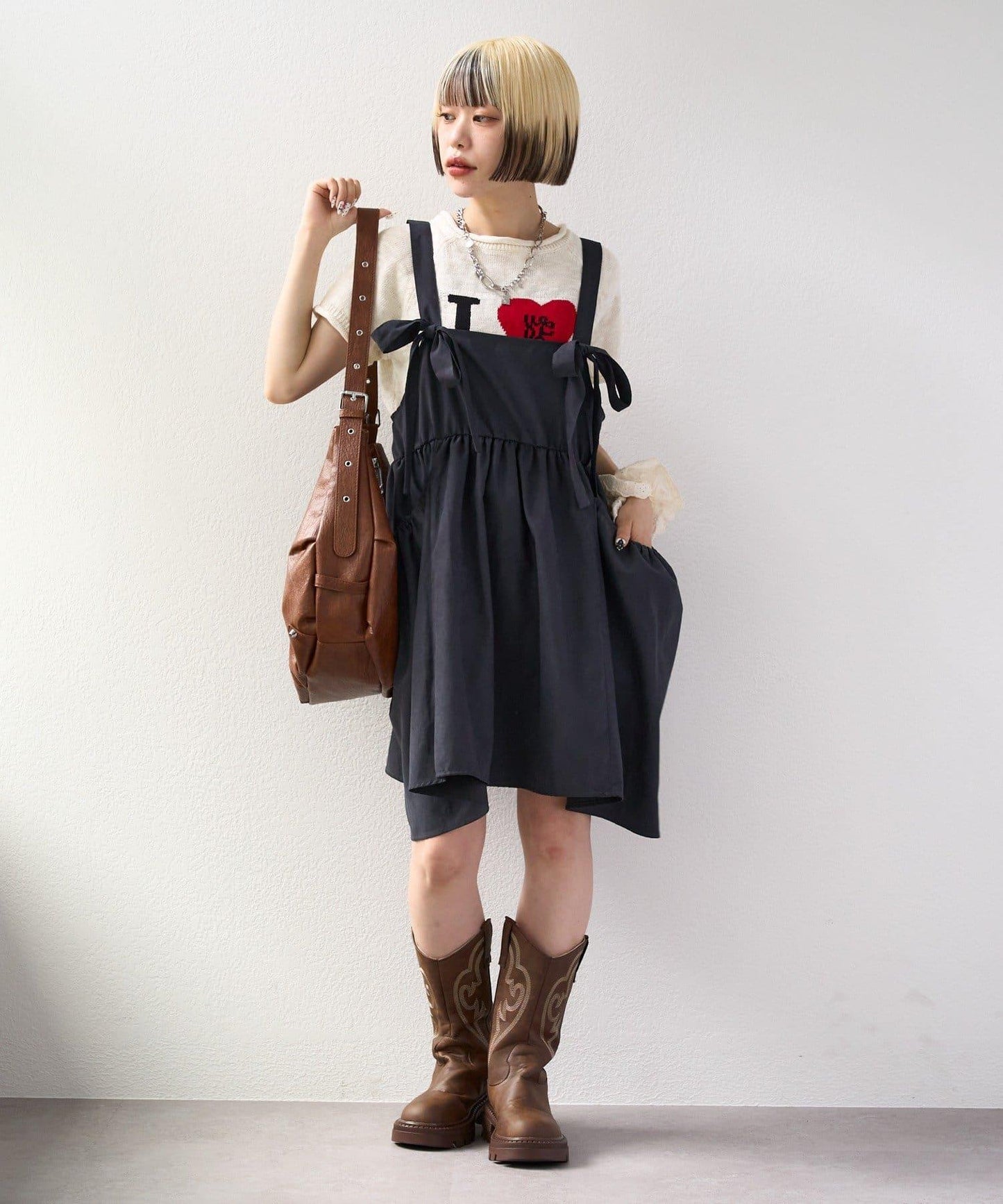 I LOVE 字母針織上衣