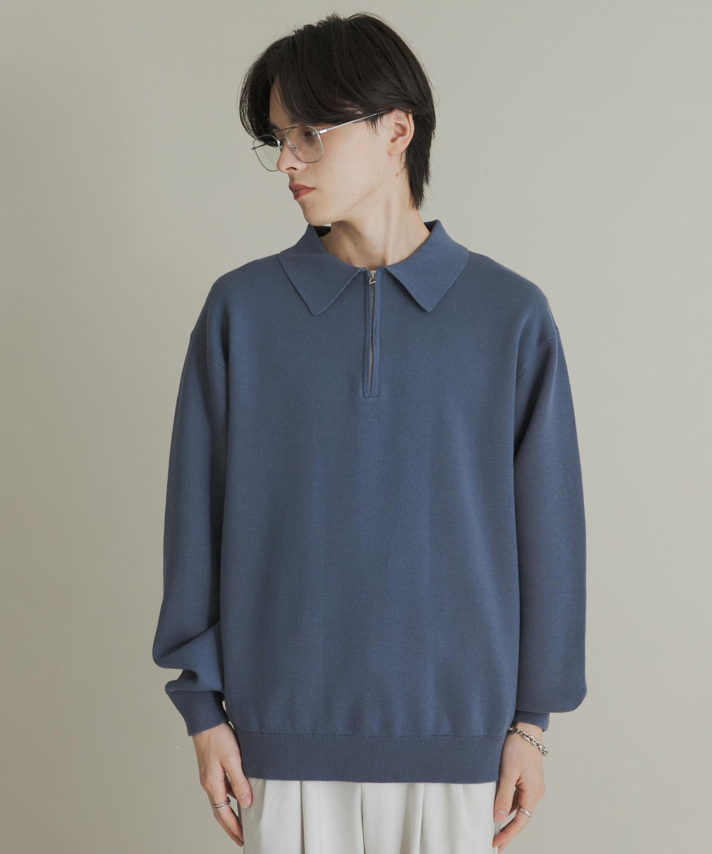 衛衣風半拉鍊針織衫