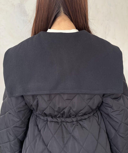 大翻領絎縫荷葉邊短外套