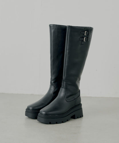 厚底帶扣設計長靴