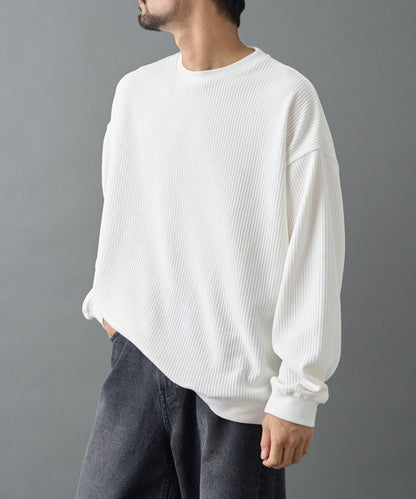 剪裁燈芯絨圓領衫