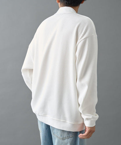 燈芯絨剪裁長袖POLO衫