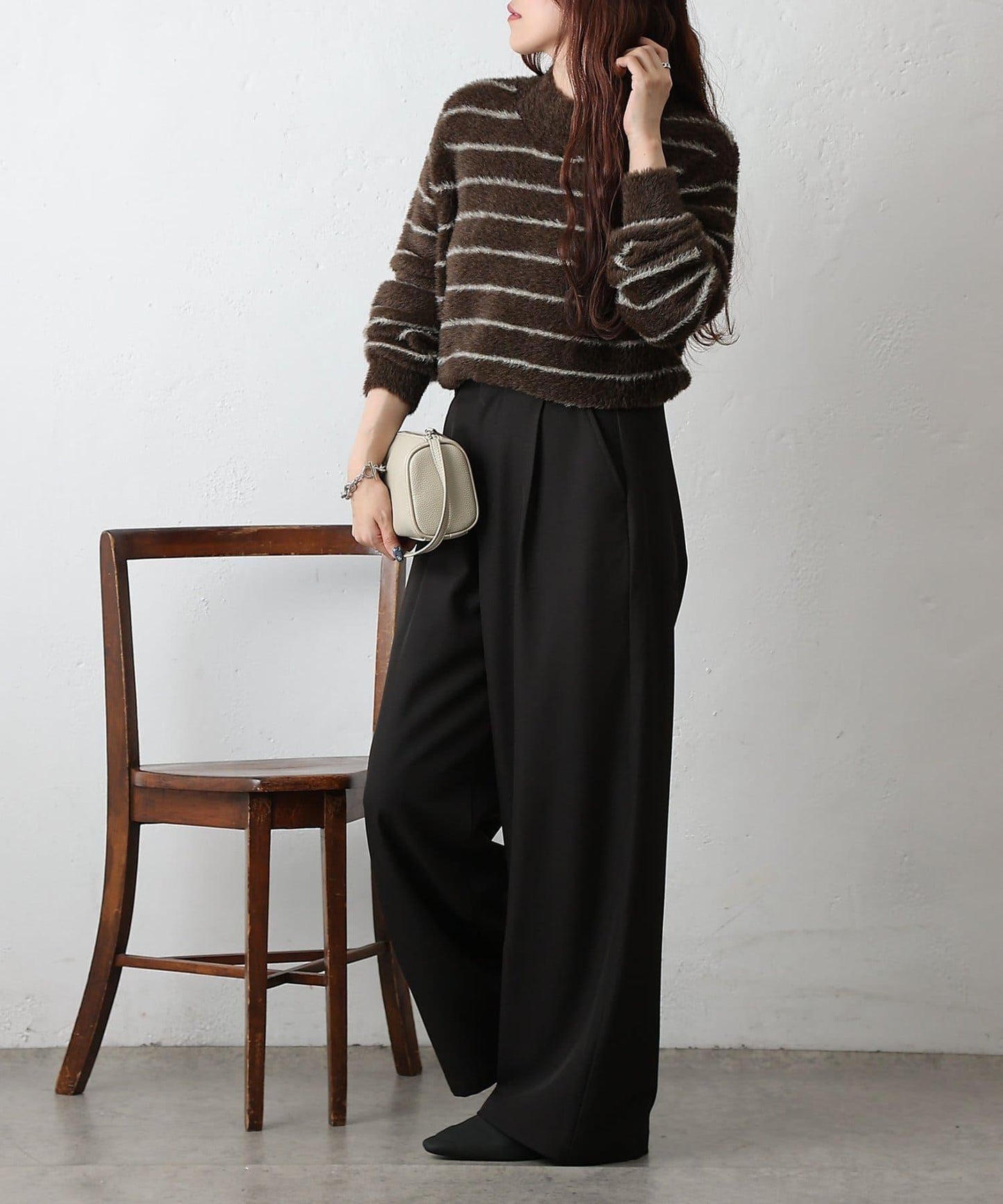 毛圈條紋針織套頭衫