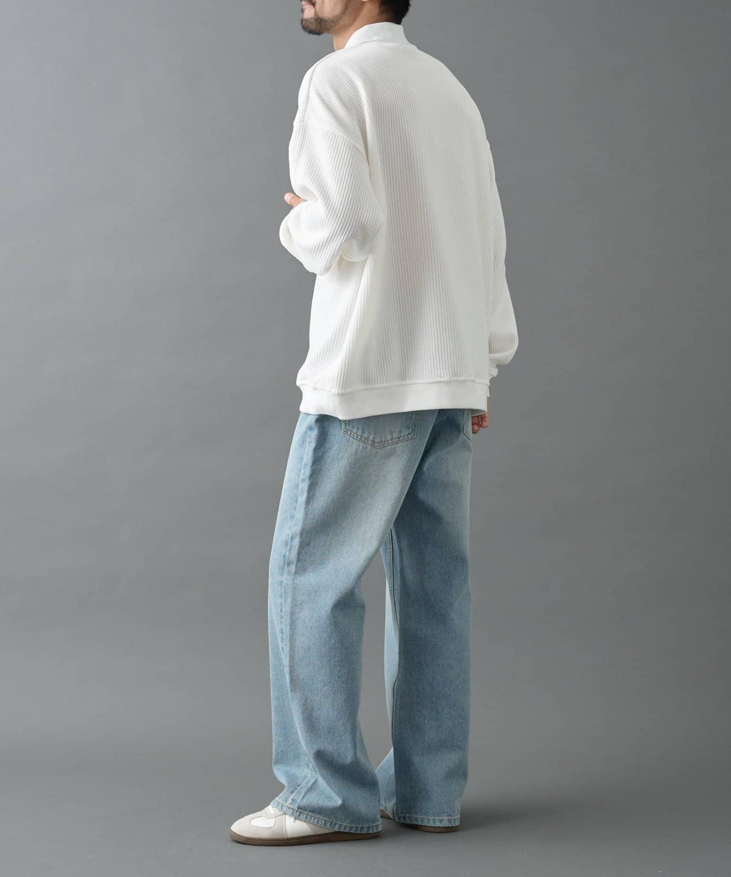 燈芯絨剪裁長袖POLO衫