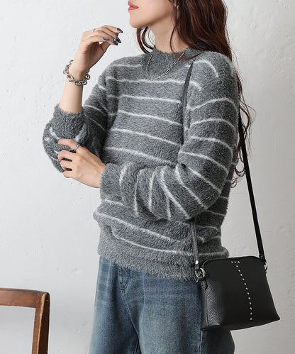 毛圈條紋針織套頭衫