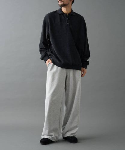 燈芯絨剪裁長袖POLO衫