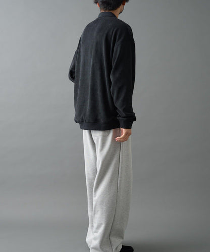 燈芯絨剪裁長袖POLO衫