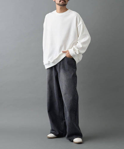 剪裁燈芯絨圓領衫