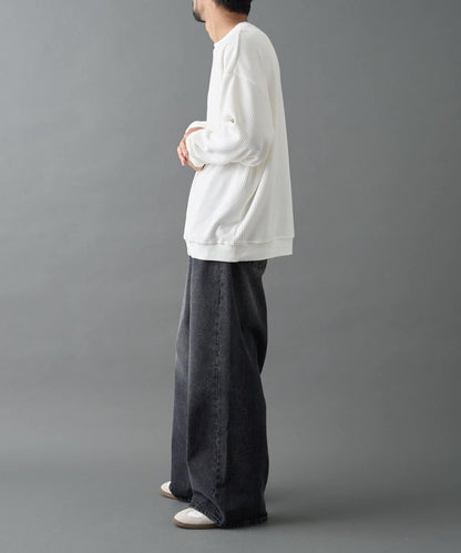 剪裁燈芯絨圓領衫