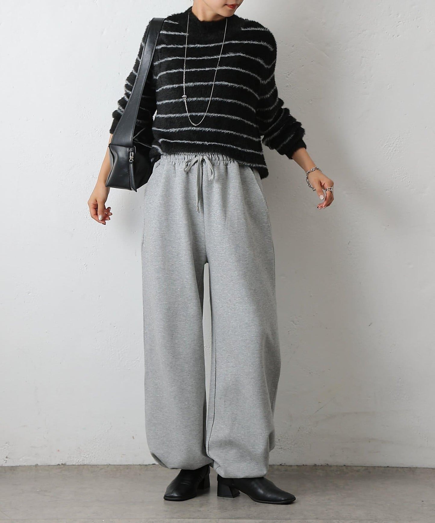 毛圈條紋針織套頭衫