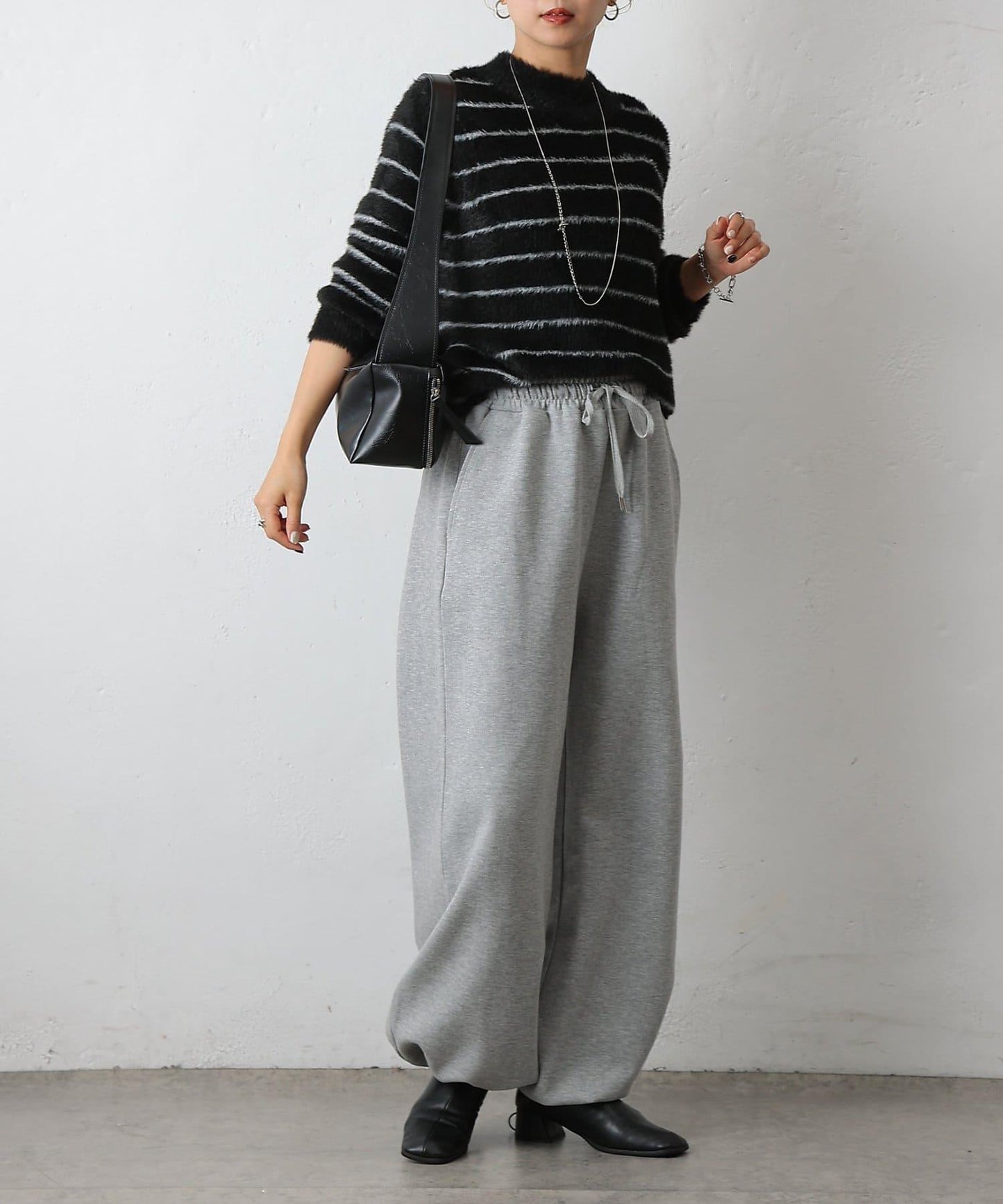 毛圈條紋針織套頭衫