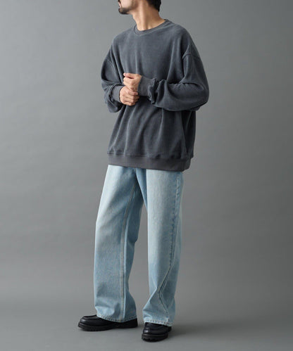 剪裁燈芯絨圓領衫