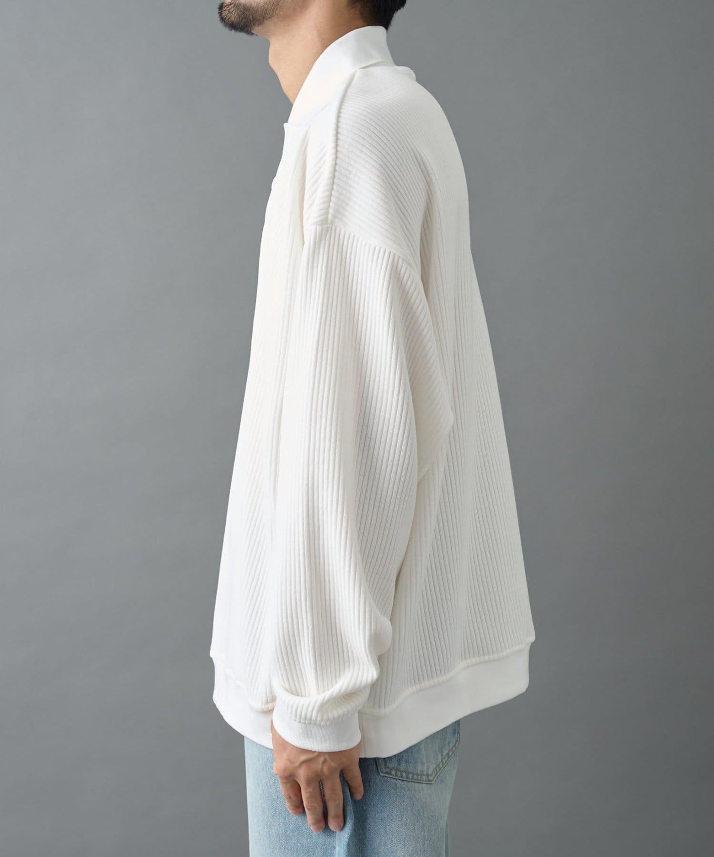 燈芯絨剪裁長袖POLO衫