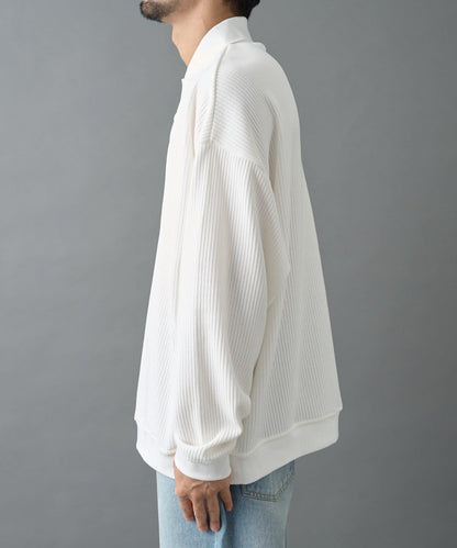 燈芯絨剪裁長袖POLO衫