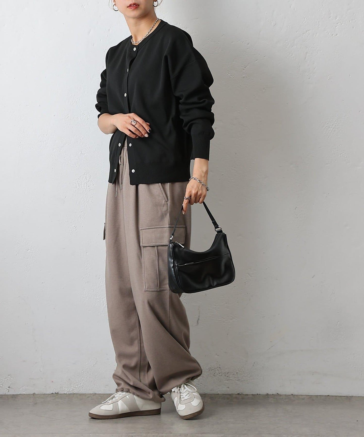 羊毛感針織工裝褲