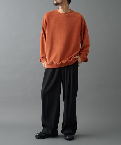 剪裁燈芯絨圓領衫