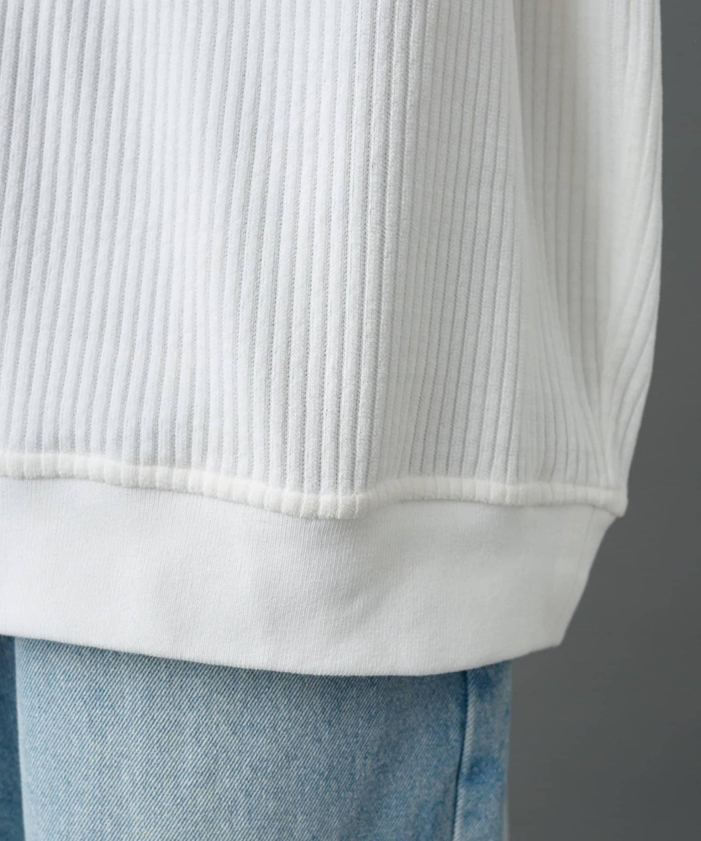 燈芯絨剪裁長袖POLO衫