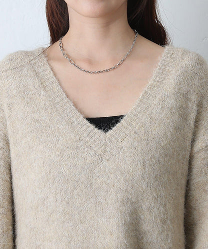 羊駝絨感V領連衣裙