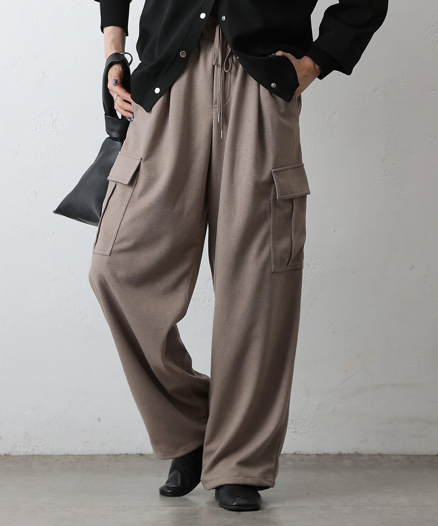 羊毛感針織工裝褲