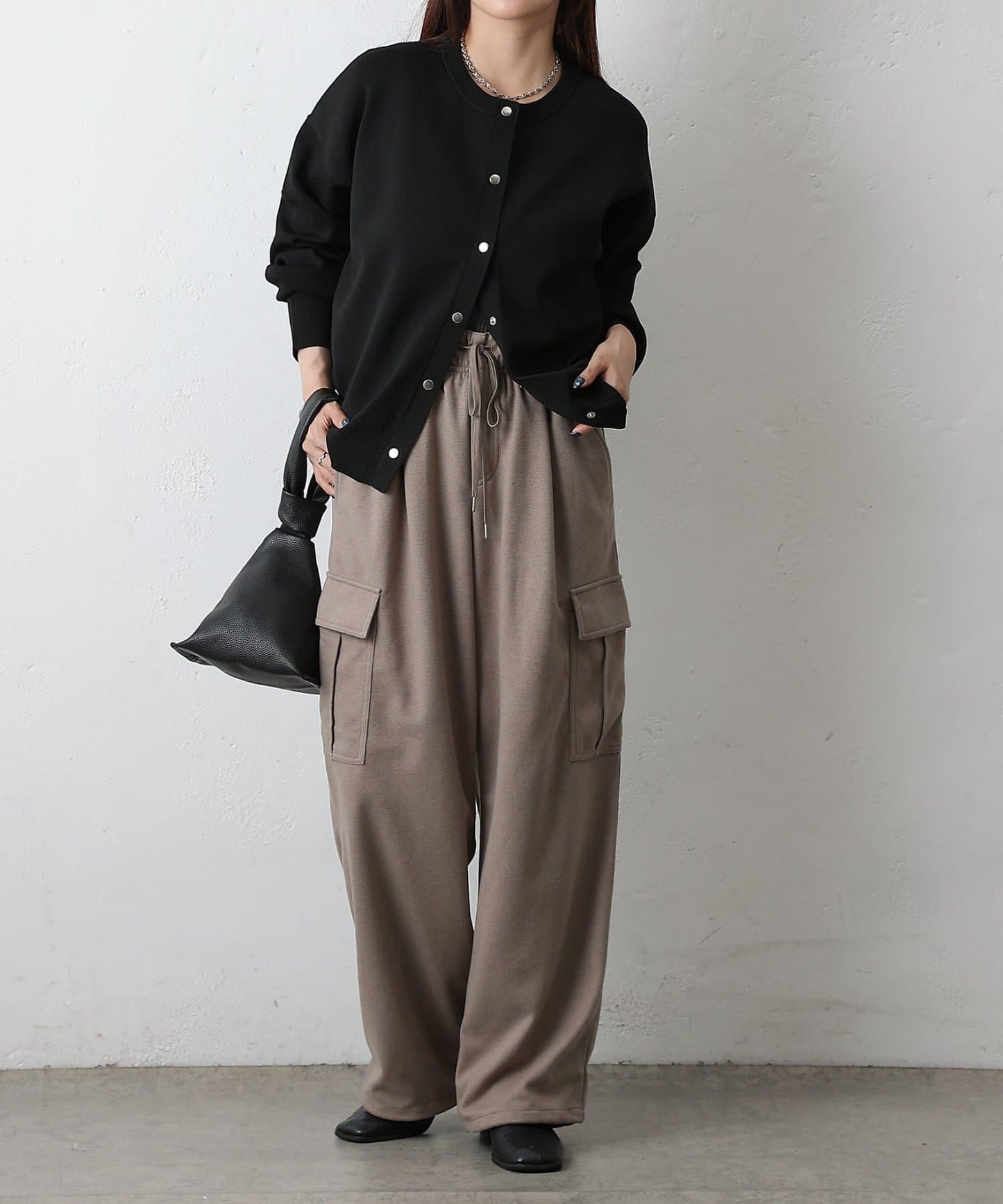 羊毛感針織工裝褲