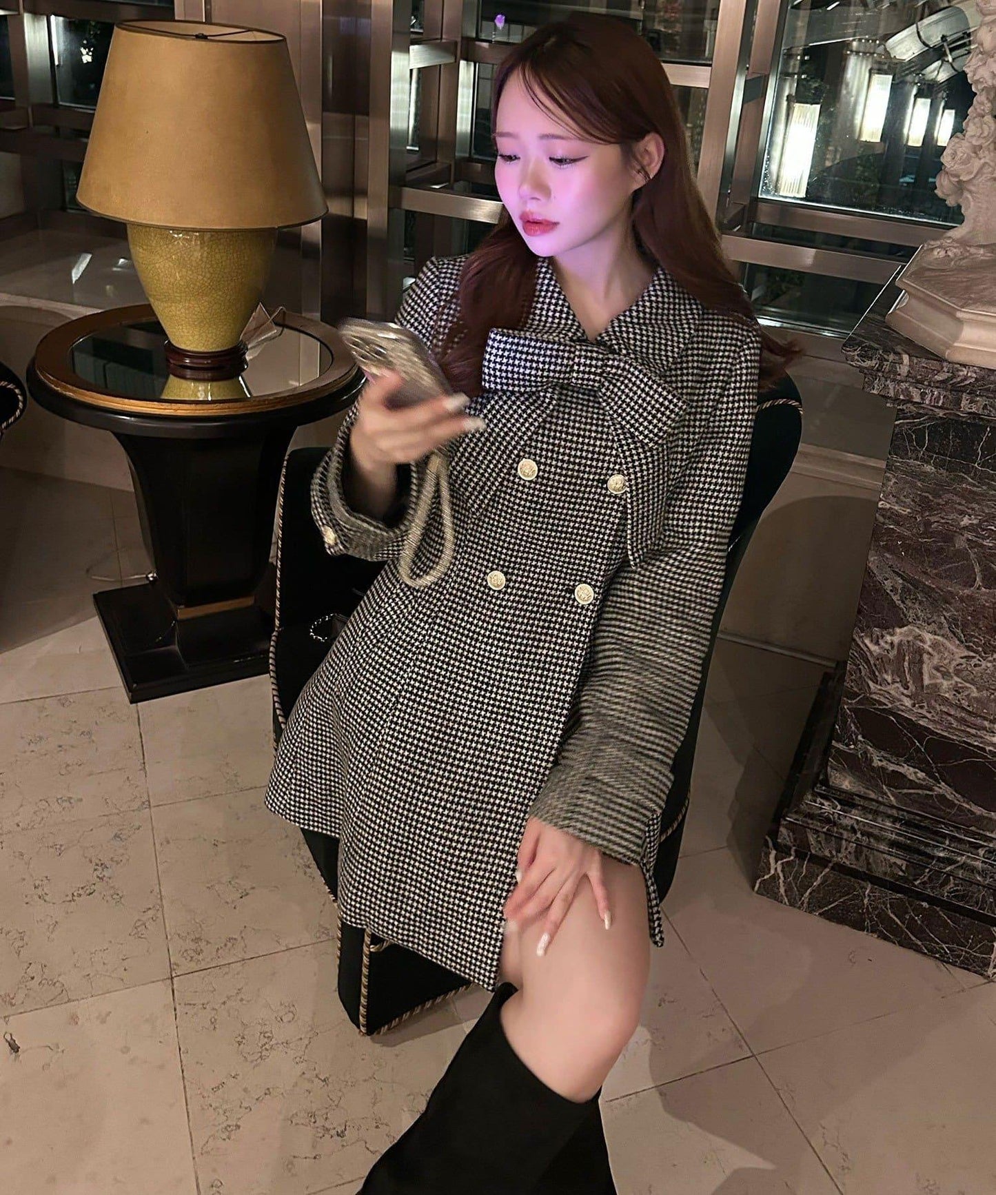 Keru 多功能蝴蝶結中長款大衣