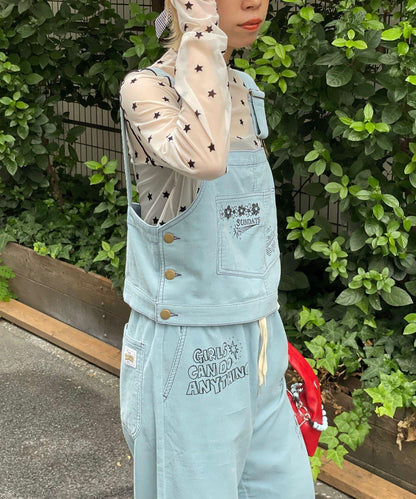 【HELLO.SANFRANCISCO/ハローサンフランシスコ】多穿法塗鴉燈芯絨拼色縫線揹帶褲