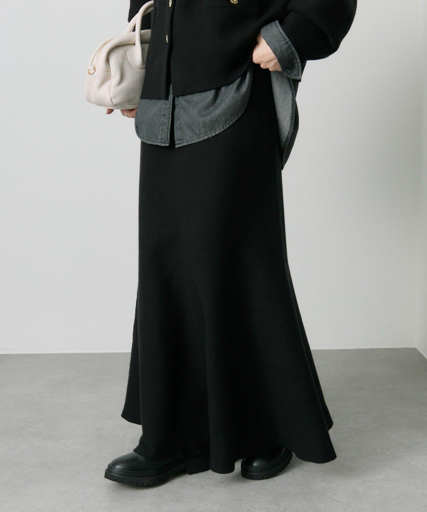 【/復刻】米蘭羅紋針織半身裙