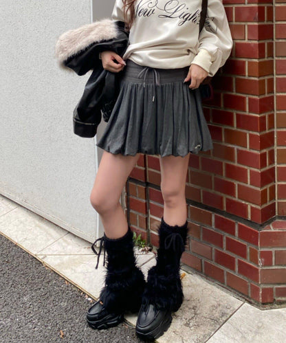 剪裁氣球袖迷你裙褲