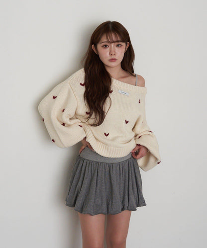 剪裁氣球袖迷你裙褲