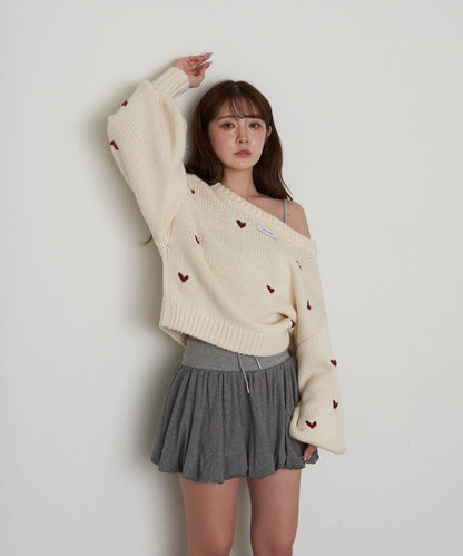 剪裁氣球袖迷你裙褲