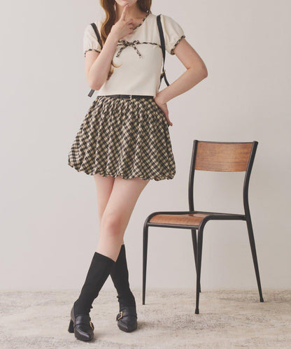 【one after another】拼色蝴蝶結T恤