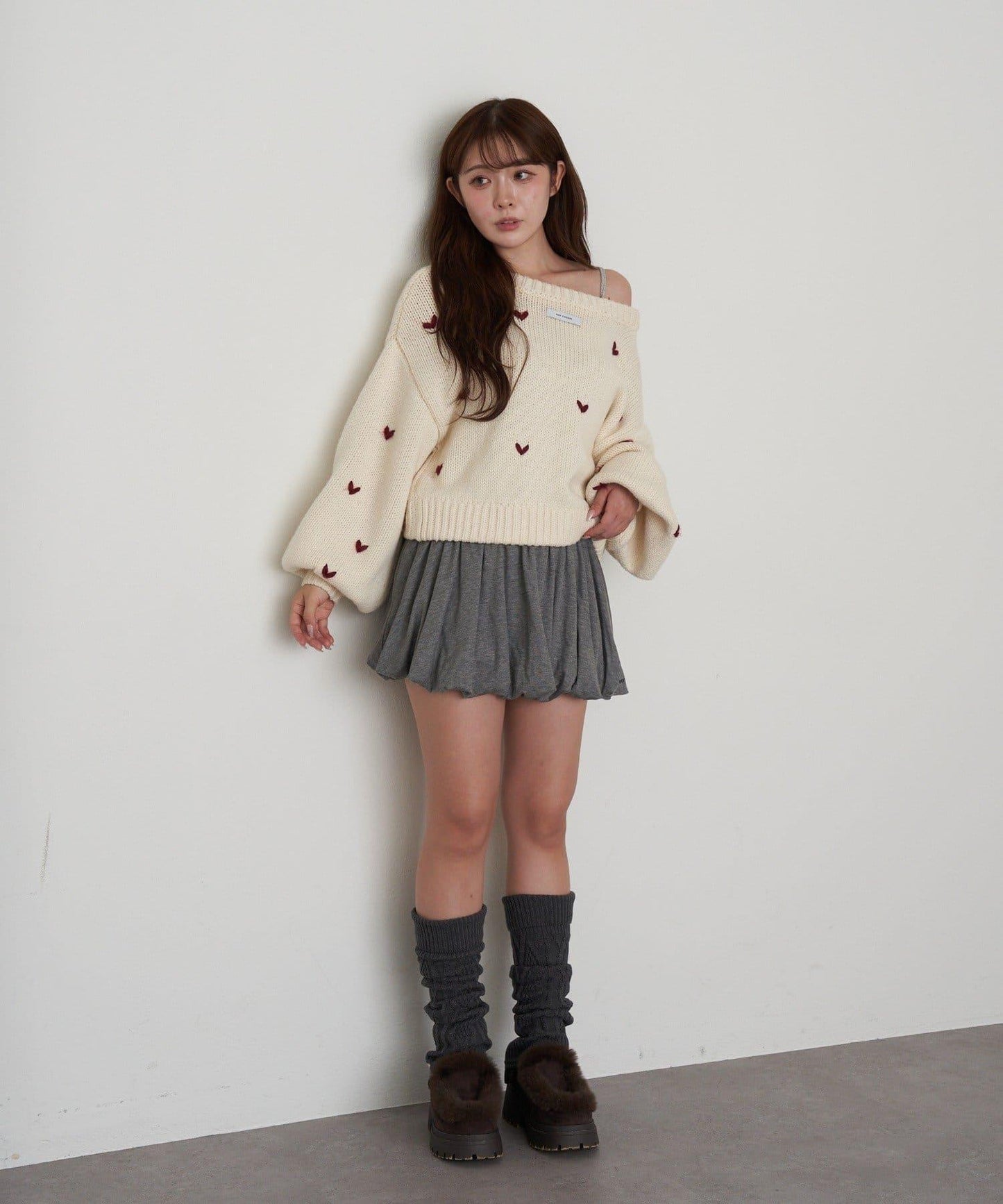 剪裁氣球袖迷你裙褲