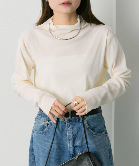 【/復刻】尼龍網紗天鵝絨高領上衣