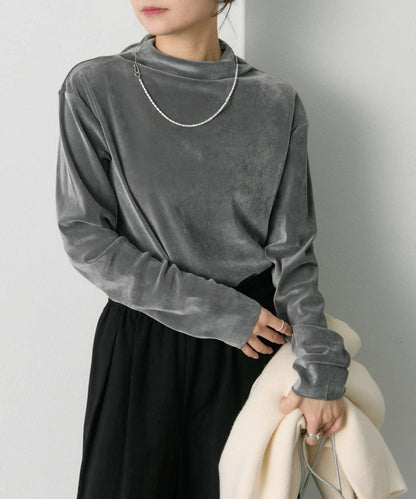 【/復刻】尼龍網紗天鵝絨高領上衣