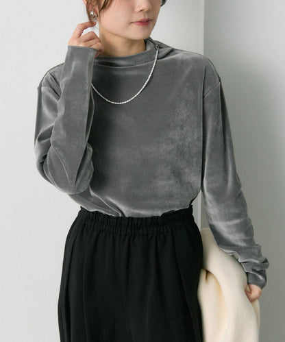 【/復刻】尼龍網紗天鵝絨高領上衣