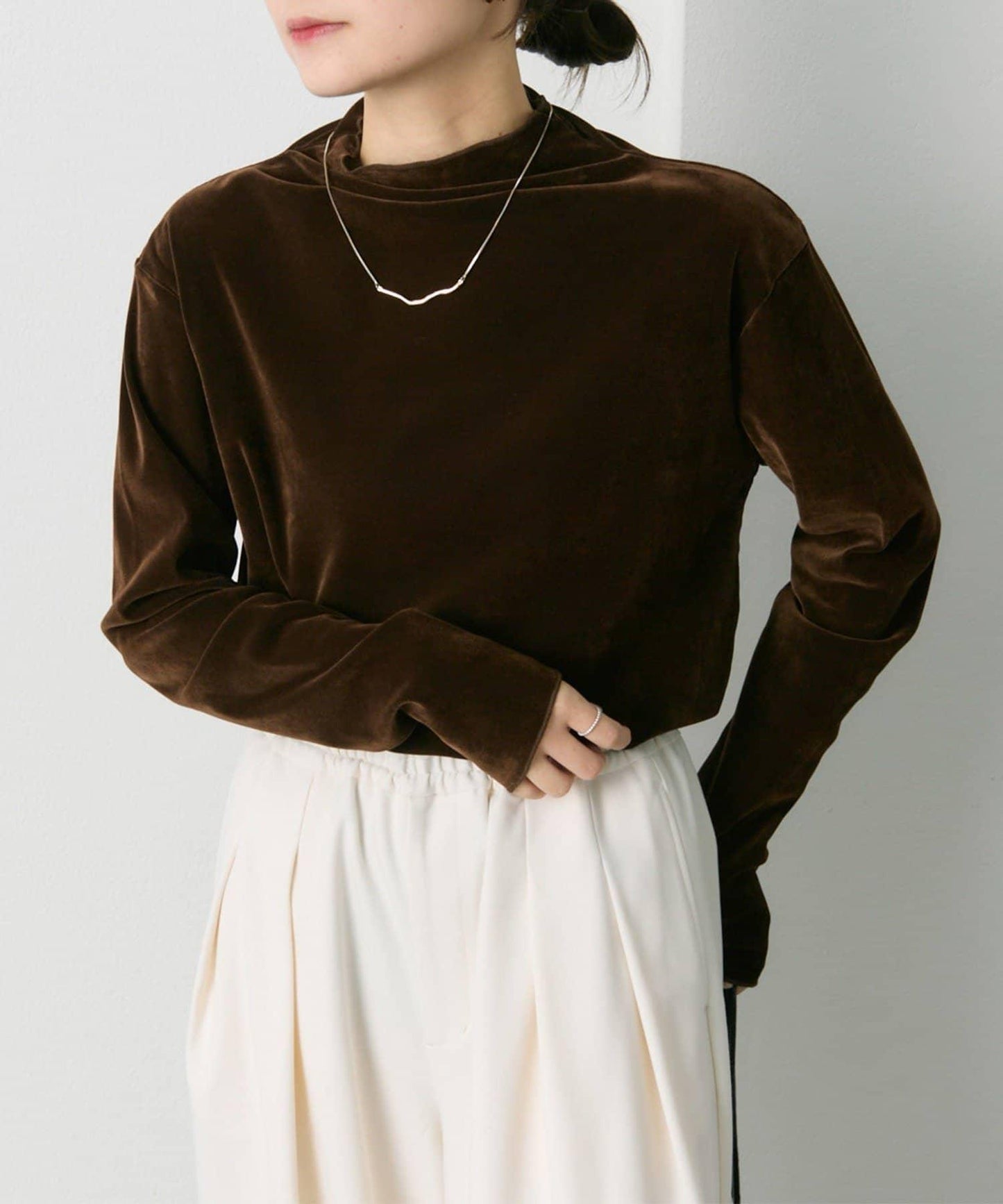 【/復刻】尼龍網紗天鵝絨高領上衣