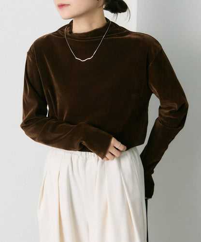 【/復刻】尼龍網紗天鵝絨高領上衣