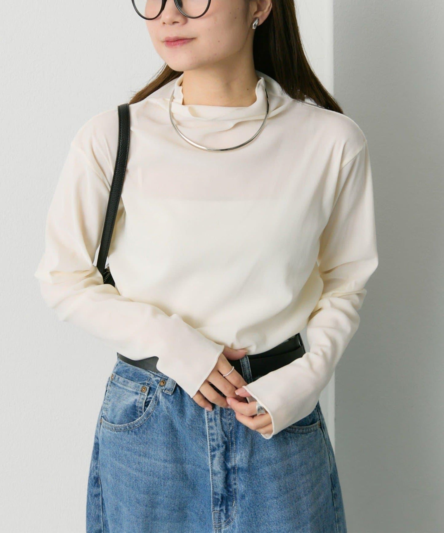 【/復刻】尼龍網紗天鵝絨高領上衣