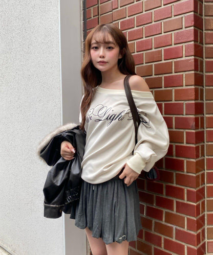 剪裁氣球袖迷你裙褲