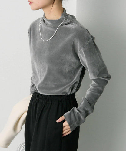 【/復刻】尼龍網紗天鵝絨高領上衣